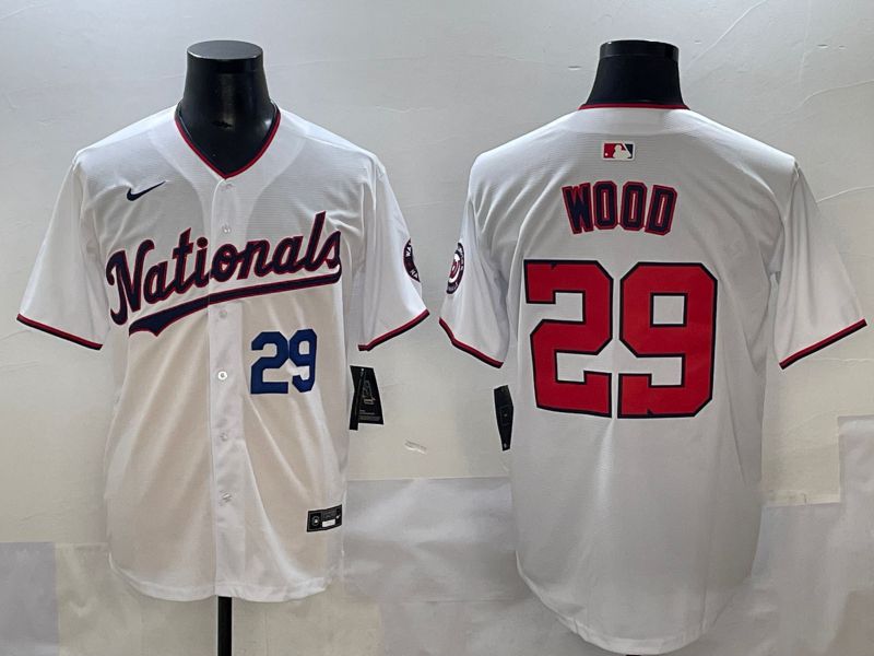 Men 2025 Washington Nationals 29 Wood White Game Nike MLB Jersey style 3